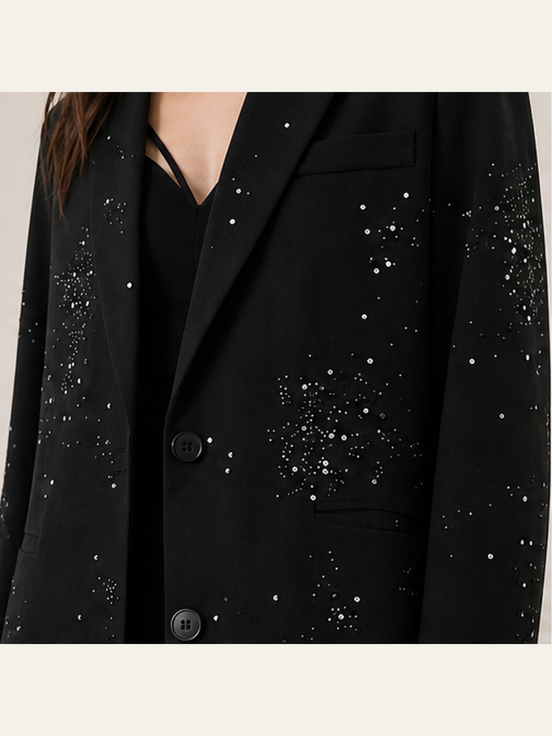 Stella Crystal Blazer fabric and trim detail