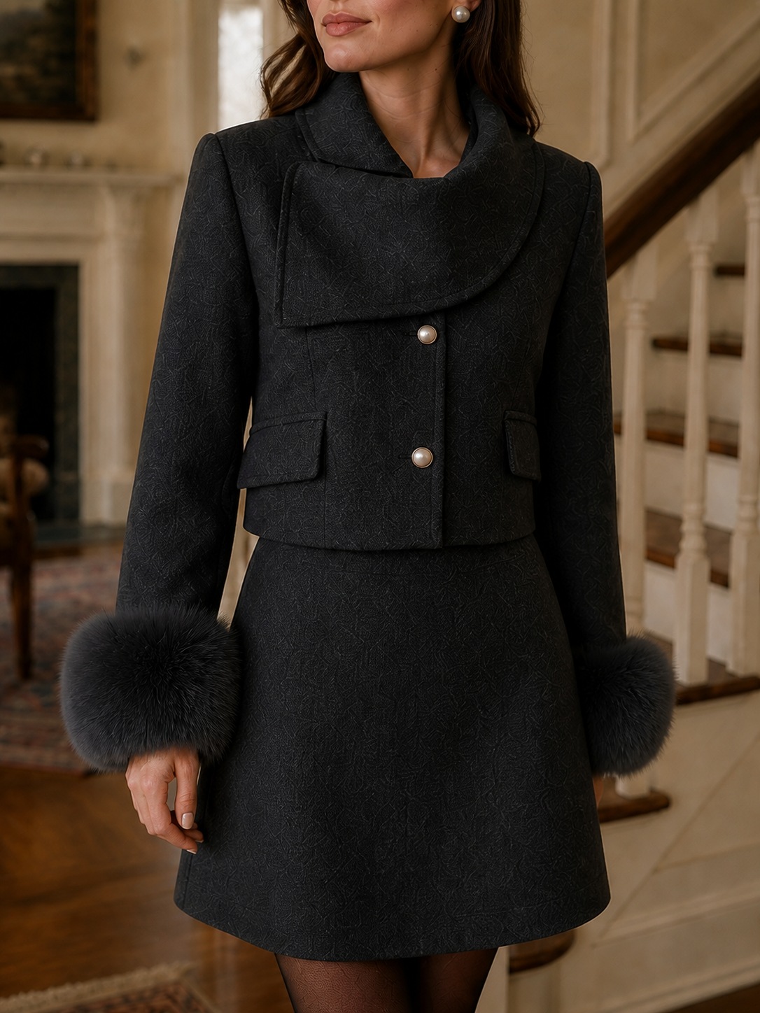 Amelie Shawl-Collar Coat detail 1