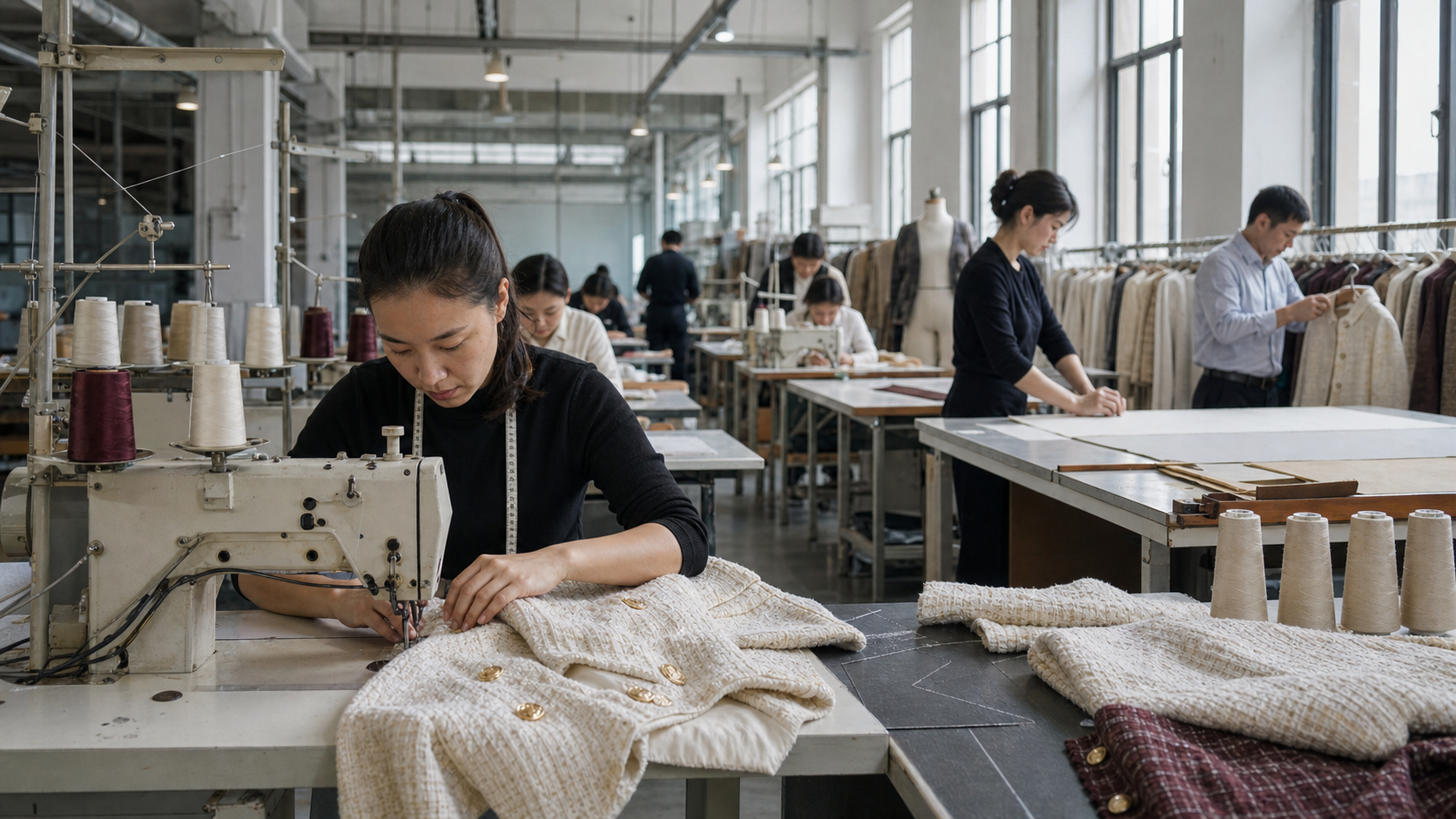 Garment factory sewing and production workmanship